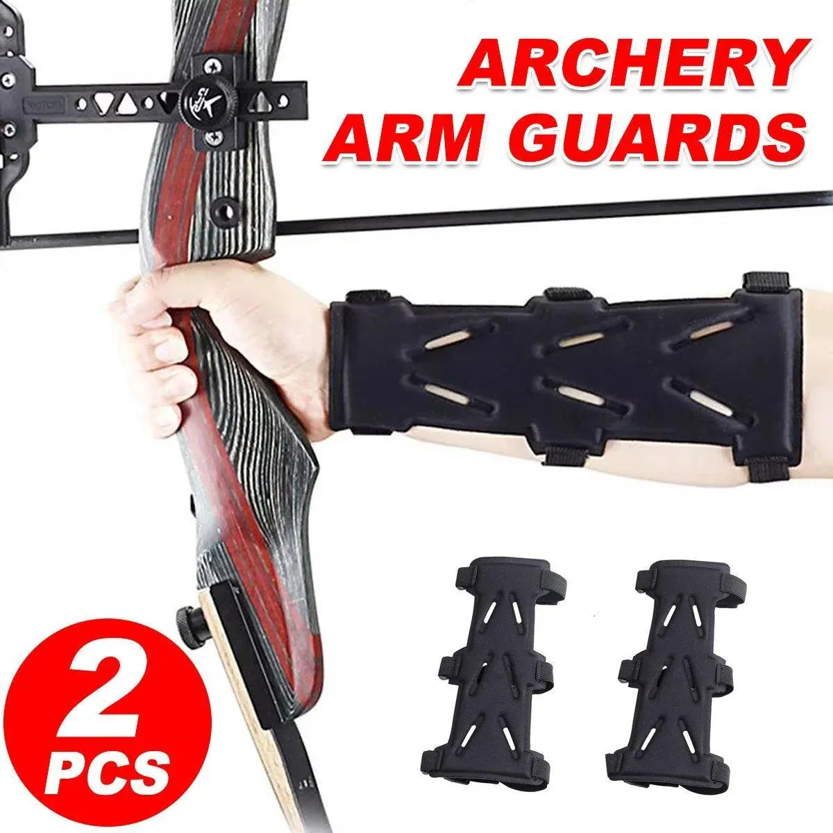 2X Archery Arm Guard Finger Guard Protective Gear For Practice Openwork